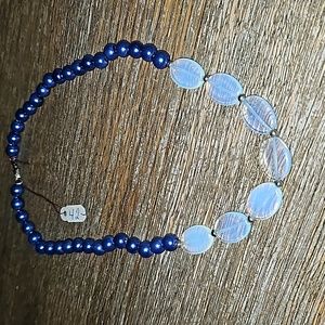 New Blue Akoya Pearl necklace with opalites